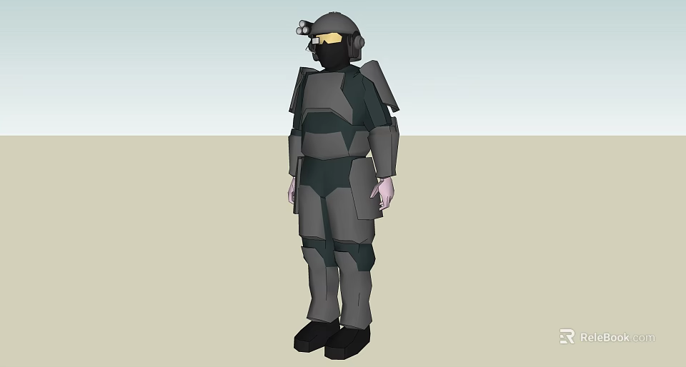 Game And Movie Character In Armored Suit With Helmet And Protective Gear 3d model 