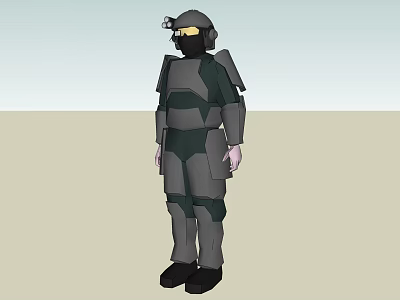 Game And Movie Character In Armored Suit With Helmet And Protective Gear 3d model