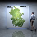 Green 3D Anhui Province Map Wall Decoration With Man Standing Viewing