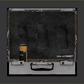 Open Black Leather Case With Three Weapons Yellow And Black Cylindrical Design