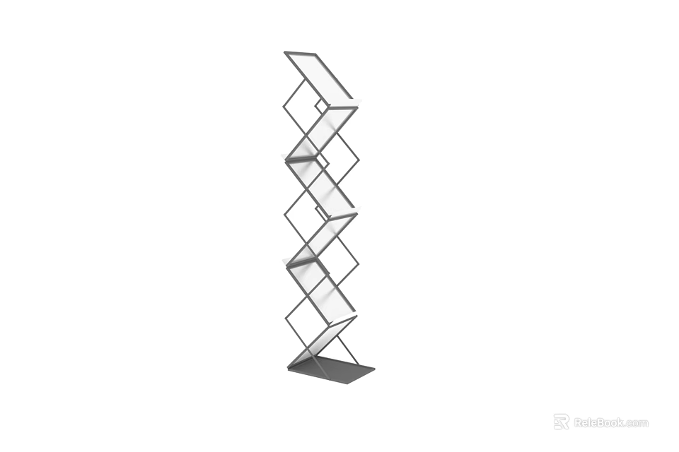 Modern Geometric Bookshelf With Interlocking Open Shelves And Tall Sleek Structure 3d model 