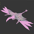Colorful Green Bird with Black Patterns Spreading Wings in Artistic Design