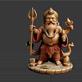 Man Deity Statue Holding Trident Lamp On Decorative Stone Base 3d model