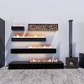 Modern Fireplace Designs With Wall Mounted Units And Wood Storage