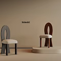 Modern Single Chairs With Curved Backrest Gray Brown White Cushion In Display Setting 3d model