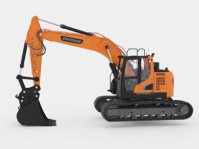 Orange Tracked Functional Vehicle Excavator With Large Bucket And Operator Cab 3d model