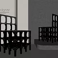 Designer Modern Leisure Chair With Unique Geometric Frame And Transparent Panels