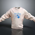 Beige Mythos Sweatshirt With Blue Graphic Design For Casual Daily Wear