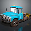 Vintage Blue and Yellow Truck with Weathered Exterior and Classic Design Features