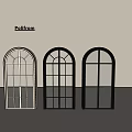 Poliform Arched Doors In Beige And Black With Various Window Pane Designs