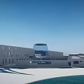 Modern Commercial Complex With Glass Curtain Wall Unique Architecture And Waterfront View
