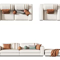 Modern White Sofa Set with Various Colored Pillows and Ottoman Blanket 3d model