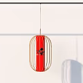 Elegant Red Hanging Lantern Shaped Daily Necessity With Golden Wire Frame Design