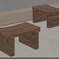 Modern Solid Wood Stools With Simple Design For Indoor Living Space 3d model