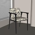 Modern Dining Chair With Zebra Pattern Upholstery And Black Armrest Frame 3d model