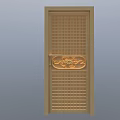 Elegant Golden Door With Intricate Grid Design And Central Decorative Pattern