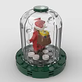 Building Blocks Santa Claus Minifigure in Transparent Glass Dome on Green Base