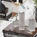 Elegant Decorative Ornament Set With Sculpture Vases Stacked Books Clock And Geometric Decor