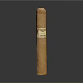 Premium Brown Cigar With Gold Label On Black Reflective Surface 3d model