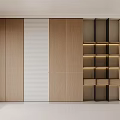 Modern Wooden Bookcase Interior Design With Spacious Shelves And Built In Lighting