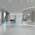 Modern Open Space Clothing Store With Silver Racks Mannequins Display Shelves Blue Columns Terrazzo Flooring