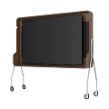 Wooden Framed TV With Mobile Stand And Wheels 3d model