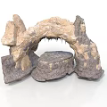 Natural Rock Archway Scenery Component With Irregular Stones And Hanging Stalactites