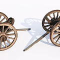 Historical Cannons With Large Wooden Wheels And Metal Barrels As Ancient Weapons