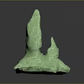 Natural Green Stone Sculpture with Cracked Texture and Irregular Rock Shape Design