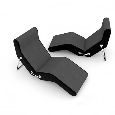 Modern Black Fabric Lounge Chair With Metal Frame And Unique Design 3d model
