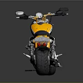 Yellow and Black Classic Motorcycle with Black Seat and Shiny Chrome Details