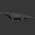 3D Model of Prehistoric Reptile Creature in Gray Standing Pose With Detailed Teeth And Claws