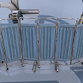 Diverse Medical Equipment Assortment Featuring Surgical Tables Instrument Stands And Trays