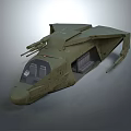 Futuristic Military Aircraft In Olive Green With Sleek Cockpit And Weapon Systems