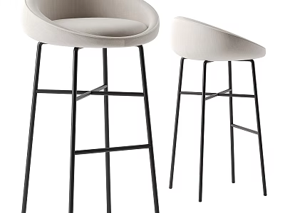 Modern Upholstered Bar Stools With Sleek Metal Legs And Contemporary Comfortable Design 3d model