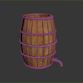 Vintage Wooden Barrel With Wooden Staves Metal Hoops And Spigot