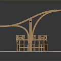 Wooden Pergola Outdoor Dining Structure With Table Chairs And Brick Floor