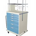 Mobile White Medical Storage Cart With Multiple Spacious Drawers And Hanging Towels