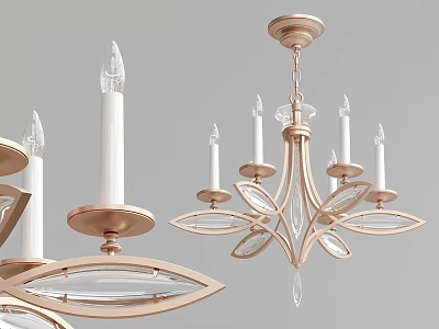 Elegant Chandelier With Metal Frame Glass Elements And Candle Shaped Lights 3d model