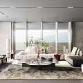 Modern Spacious Living Room With Natural Light Comfortable Sofas And Plants