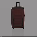 Brown Hard Shell Suitcase With Trolley Handle And Rolling Wheels On Gray Background