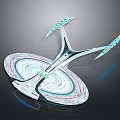 Futuristic Cosmic Spaceship Design With Circular Structure And Extended Illuminated Wings
