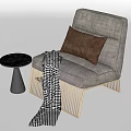 Modern Single Sofa Casual Sofa Leather Fabric Sofa 3d model