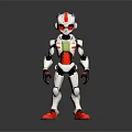 White Red Mechanical Robot Character With Armor Helmet And Standing 3D Model Design 3d model