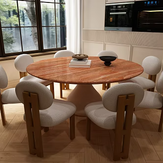 Modern Italian Dining Table and Chair Combination Italian Dining Table and Chair Italian Round Dining Table and Chair 3d model