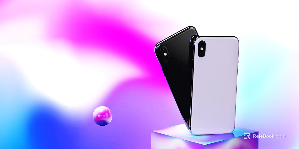Sleek Black And White Smartphones With Modern Gradient Background Display Design 3d model 
