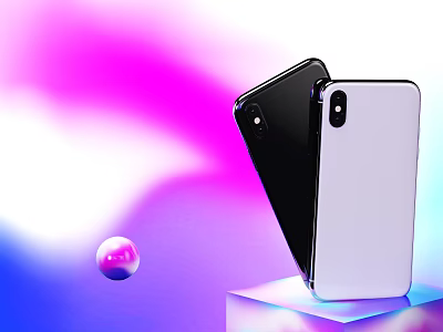 Sleek Black And White Smartphones With Modern Gradient Background Display Design 3d model