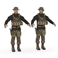 Game Movie Military Characters In Camouflage Uniform With Tactical Gear And Hat