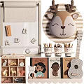 Kids Decor Items With Alphabet Blocks Deer Head Colored Pencils Animal Toys Storybooks And Guitar
