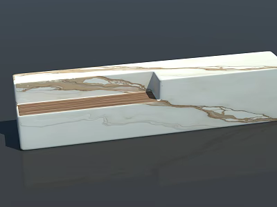 Modern Outdoor Chair with Marble Texture and Wooden Accent in Sleek Contemporary Design 3d model
